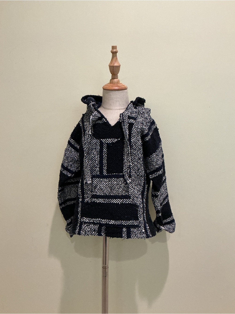 Kids Black & White Hooded Baja Sweatshirt